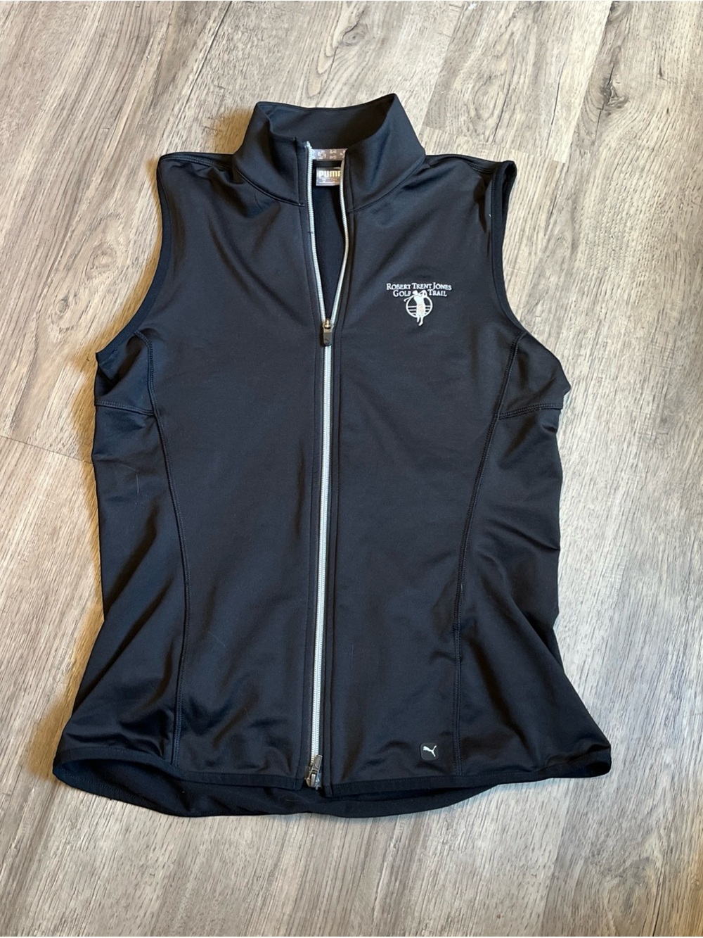 PUMA  Black Sleeveless Zip-Front Athletic Vest